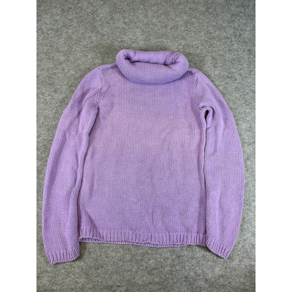 NY & CO Turtleneck Sweater Womens Medium Purple Knit Preppy Ramie Blend